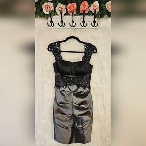 Laura Luxury Elegance Black & Silver Mini Dress